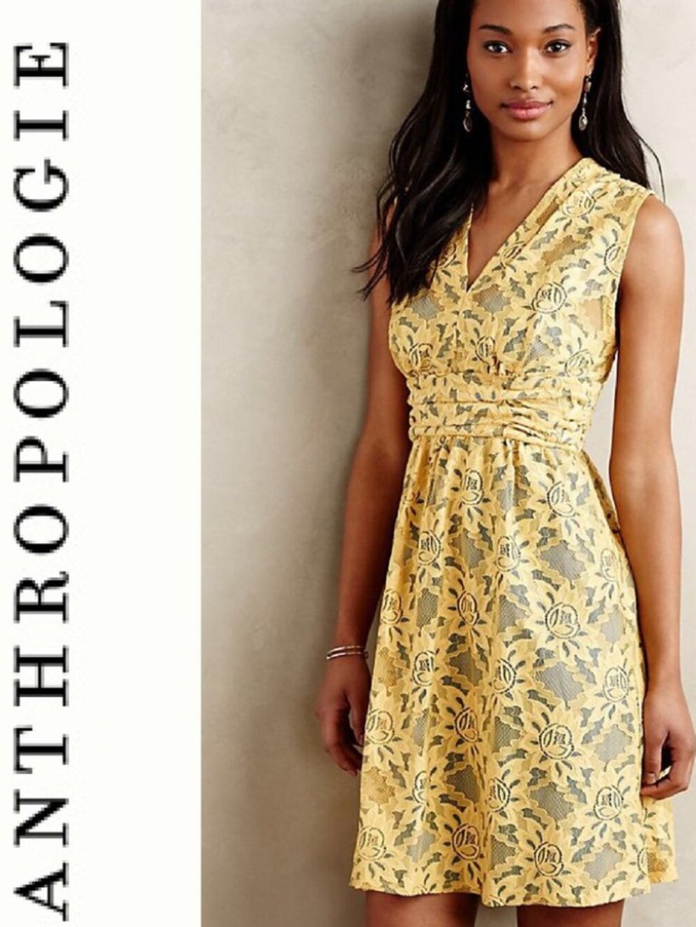 Anthropologie Plenty by Tracy Reese Nikki Garden Trellis Yellow Lace Dress
